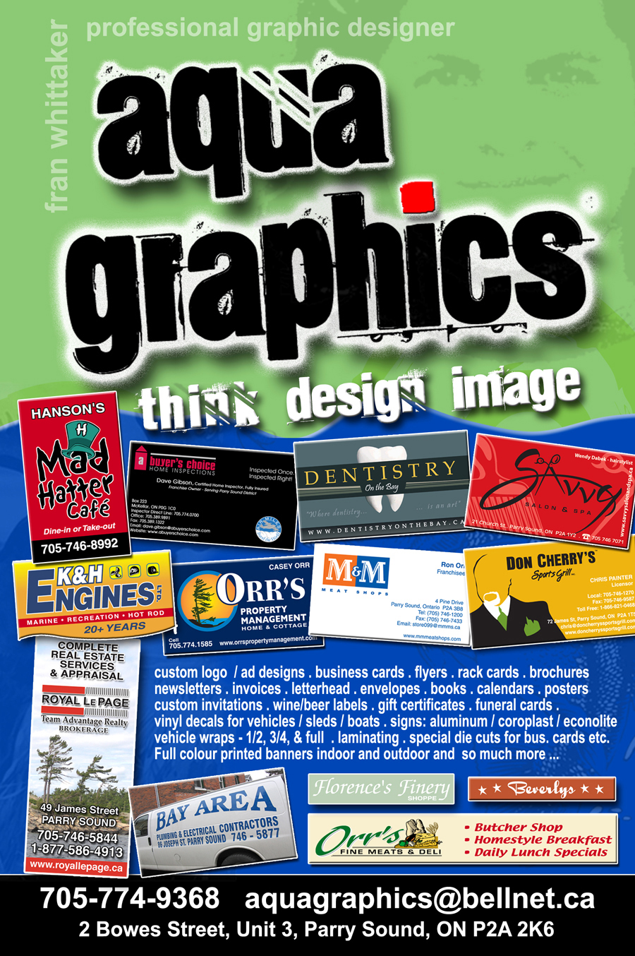 Aqua Graphics | 2 Bowes St, Parry Sound, ON P2A 2K6, Canada | Phone: (705) 774-9368