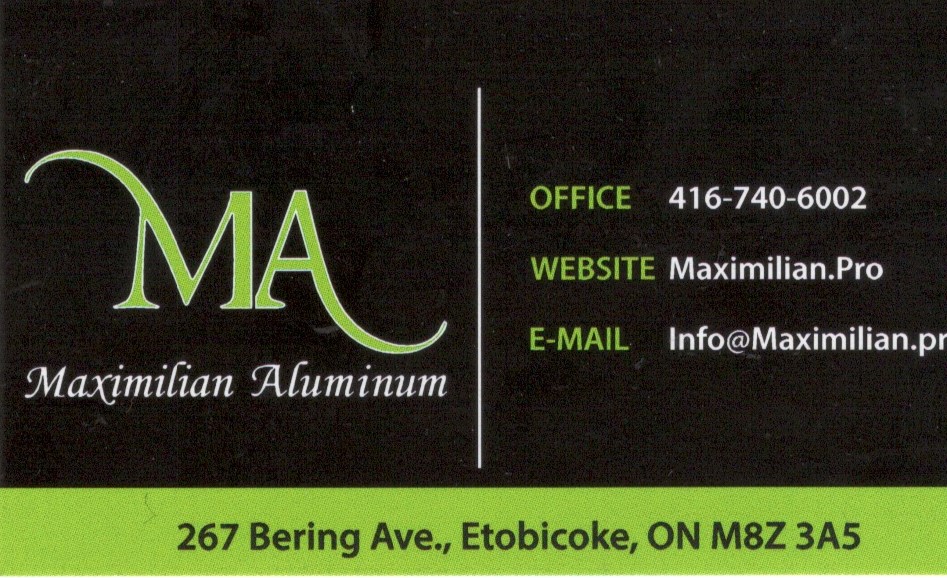 Maximilian Aluminum | 267 Bering Ave, Etobicoke, ON M8Z 3A5, Canada | Phone: (416) 740-6002