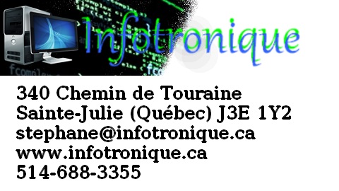 Infotronique - Réparation dordinateur | 340 Chem. de Touraine, Sainte-Julie, QC J3E 1Y2, Canada | Phone: (514) 688-3355