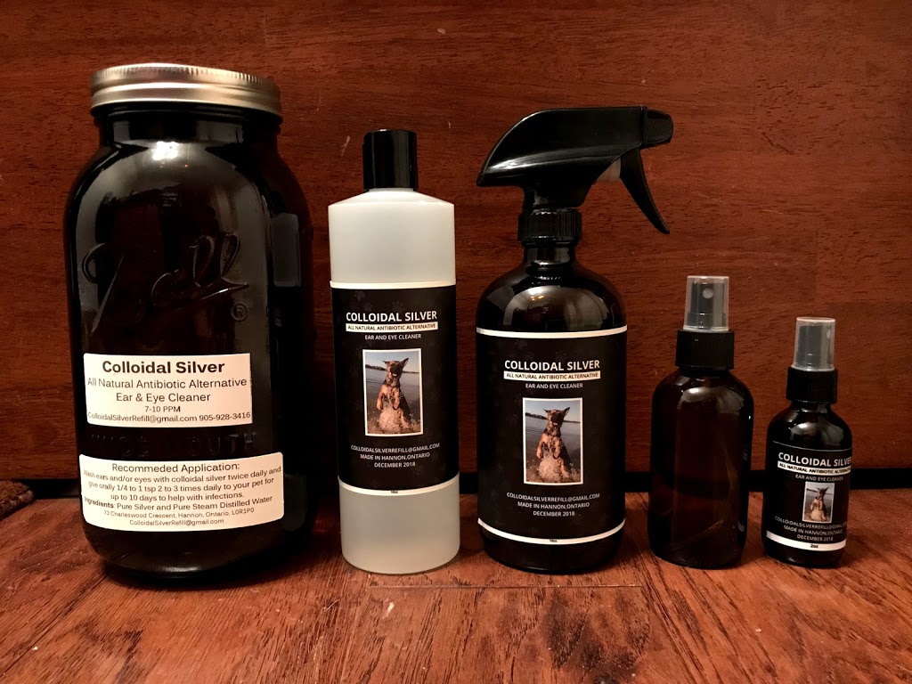 Colloidal Silver for pets - ear & eye cleaner | 73 Charleswood Cres, Hannon, ON L0R 1P0, Canada | Phone: (905) 928-3416