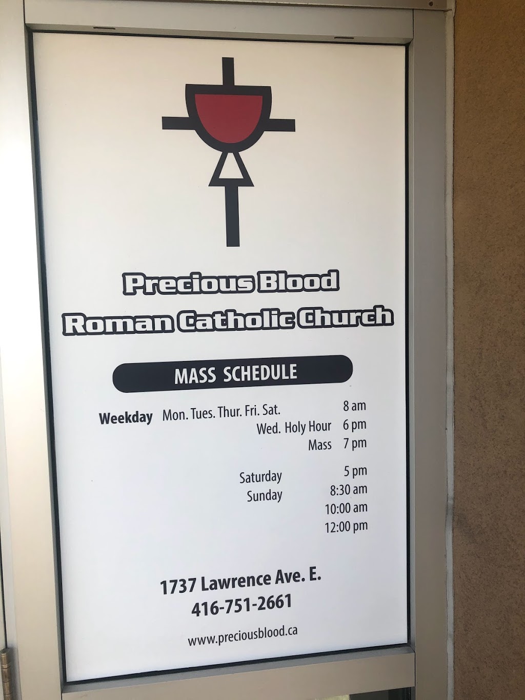 Precious Blood Parish | 1737 Lawrence Ave E, Scarborough, ON M1R 2X7, Canada | Phone: (416) 751-2661