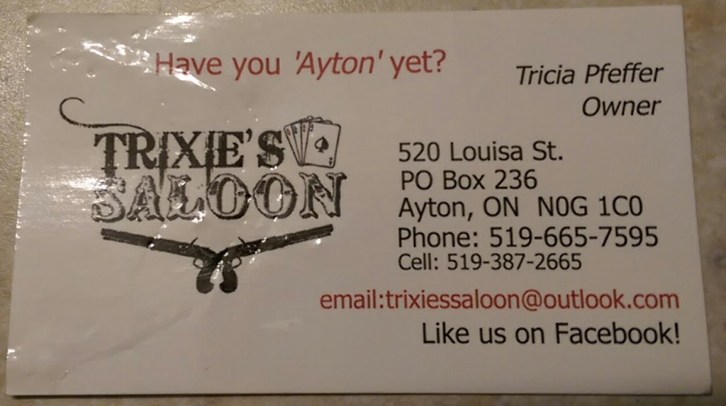 Trixies Saloon | 520 Louisa St, Ayton, ON N0G 1C0, Canada | Phone: (519) 665-7595