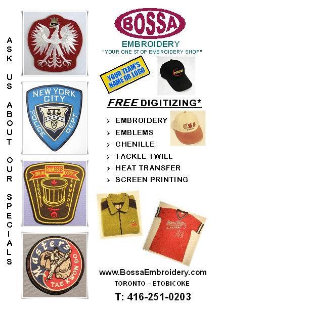 Bossa Embroidery | 100 The East Mall, Etobicoke, ON M8Z 5X2, Canada | Phone: (416) 251-0203