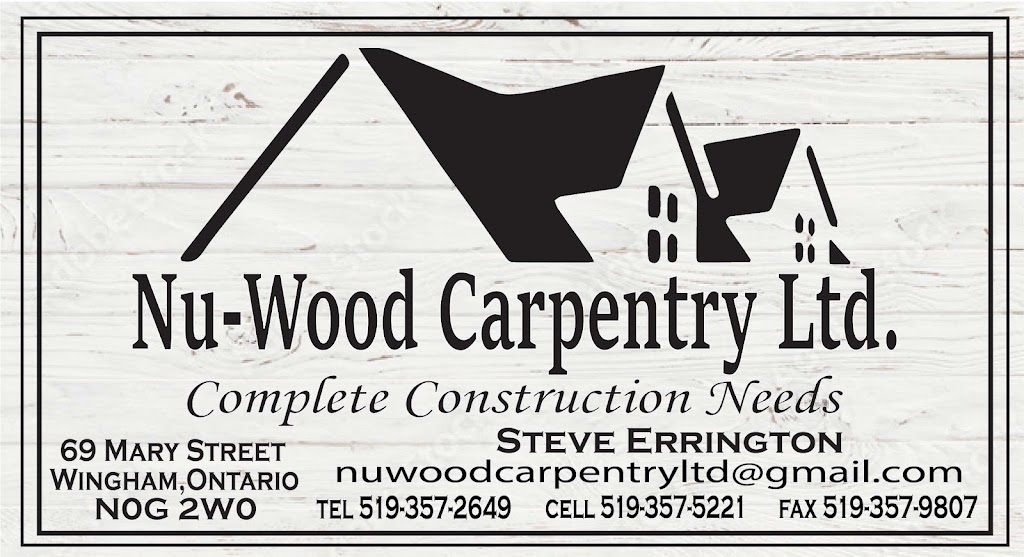 Nu-Wood Carpentry ltd | 69 Mary St, Wingham, ON N0G 2W0, Canada | Phone: (519) 357-5221