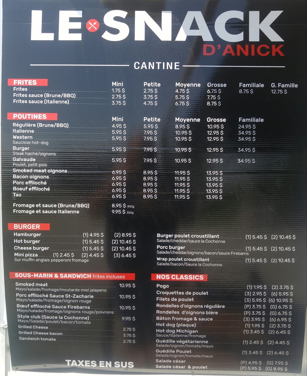 Le snack danick | 15-17 Rue Belle Rive, Saint-Nicéphore, QC J2A 1P7, Canada | Phone: (819) 472-2444