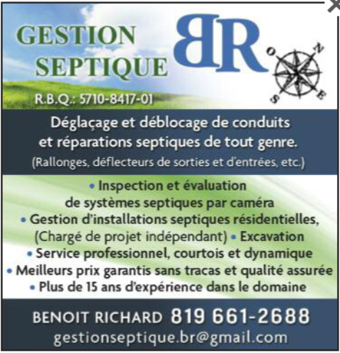 Gestion Septique BR - Inspection Septique par caméra | 3 Chem. Bastien, Bowman, QC J0X 3C0, Canada | Phone: (819) 661-2688