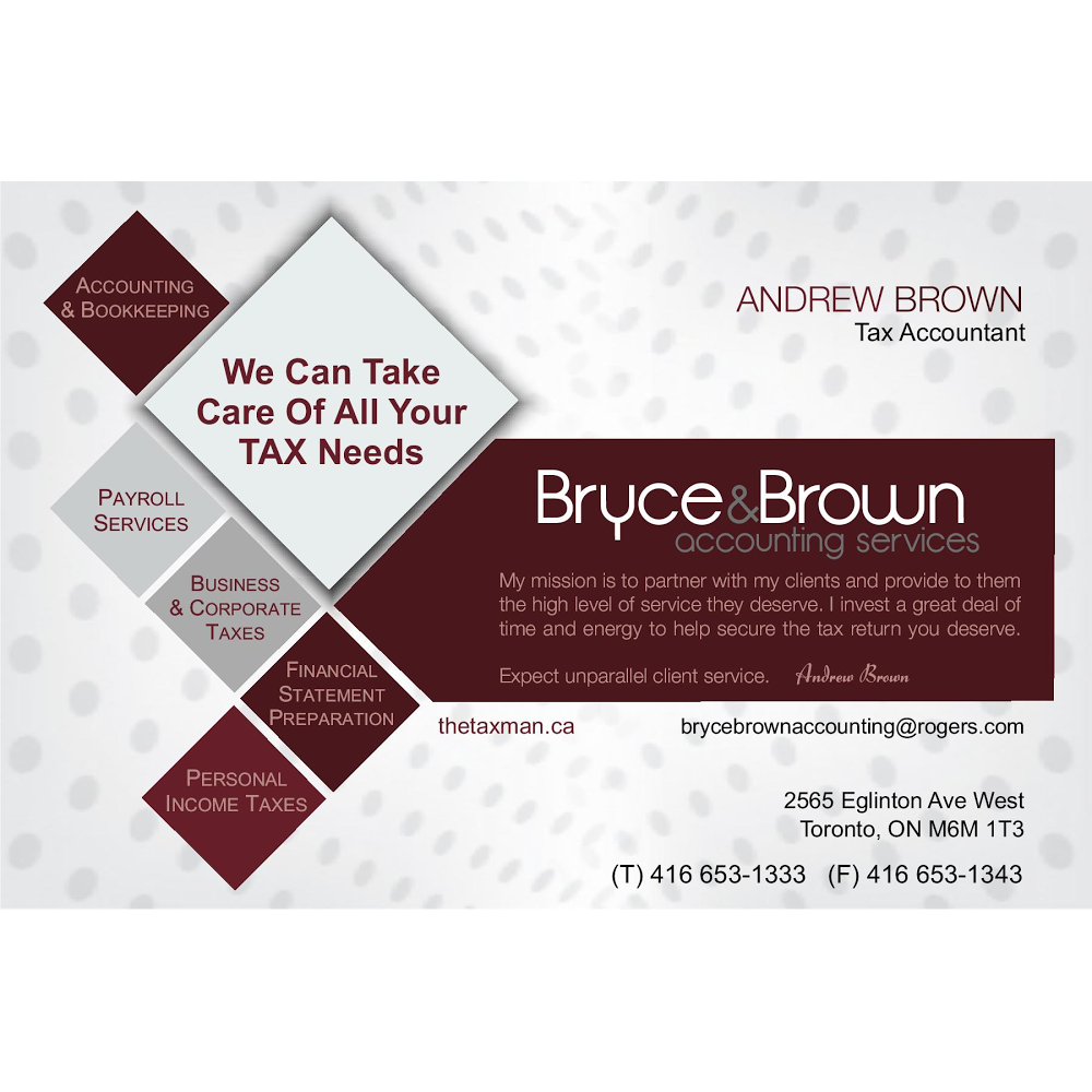 Bryce & Brown Accounting Services | 2565 Eglinton Ave W, York, ON M6M 1T3, Canada | Phone: (416) 653-1333