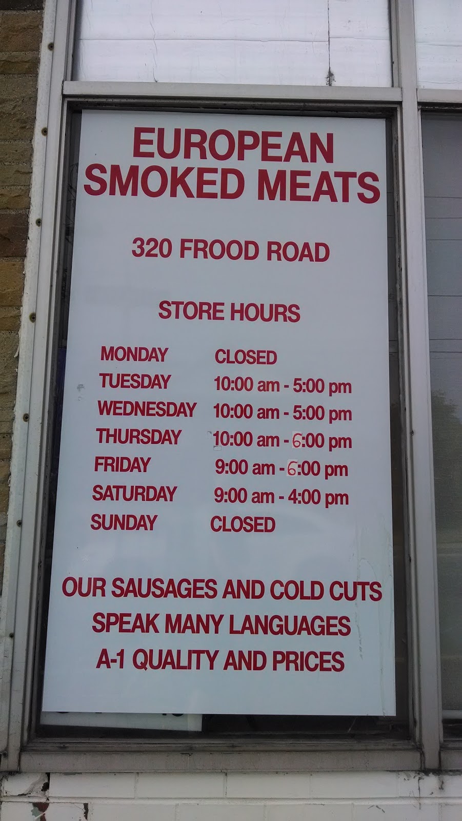 European Smoked Meat & Deli | 320 Frood Rd, Sudbury, ON P3C 4Z8, Canada | Phone: (705) 671-4764