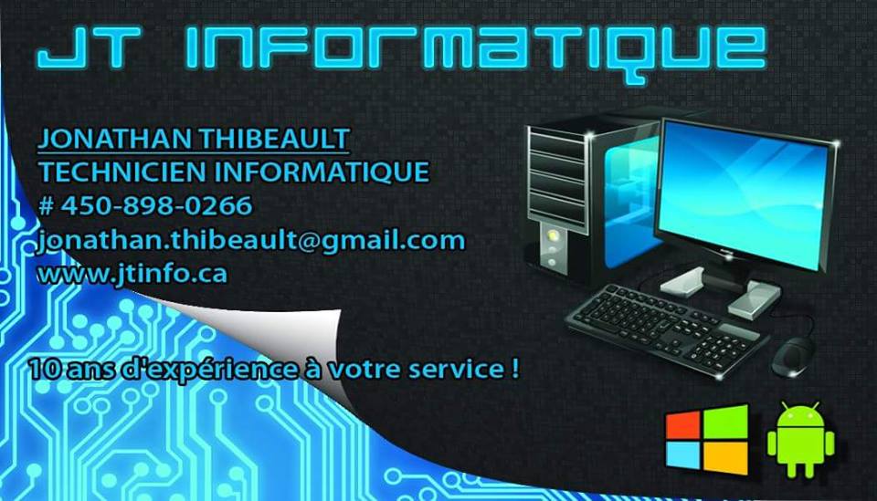 JT Informatique | 20 Boulevard lAssomption E, Saint-Charles-Borromée, QC J6E 7N9, Canada | Phone: (450) 898-0266