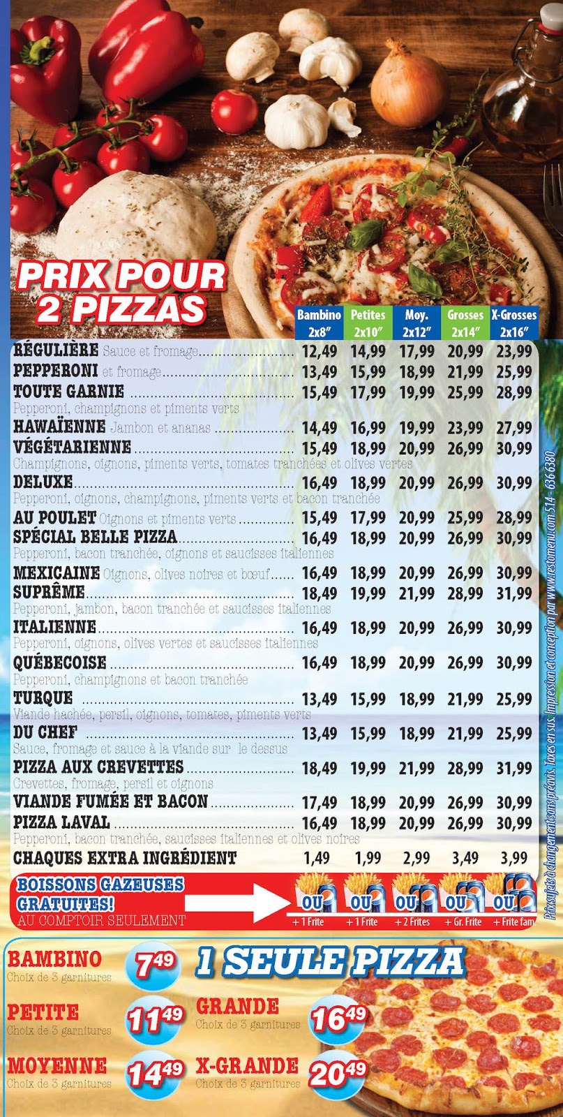 Belle Pizza - Cartier | 105 Bd Cartier O, Laval, QC H7N 2H6, Canada | Phone: (450) 975-7000