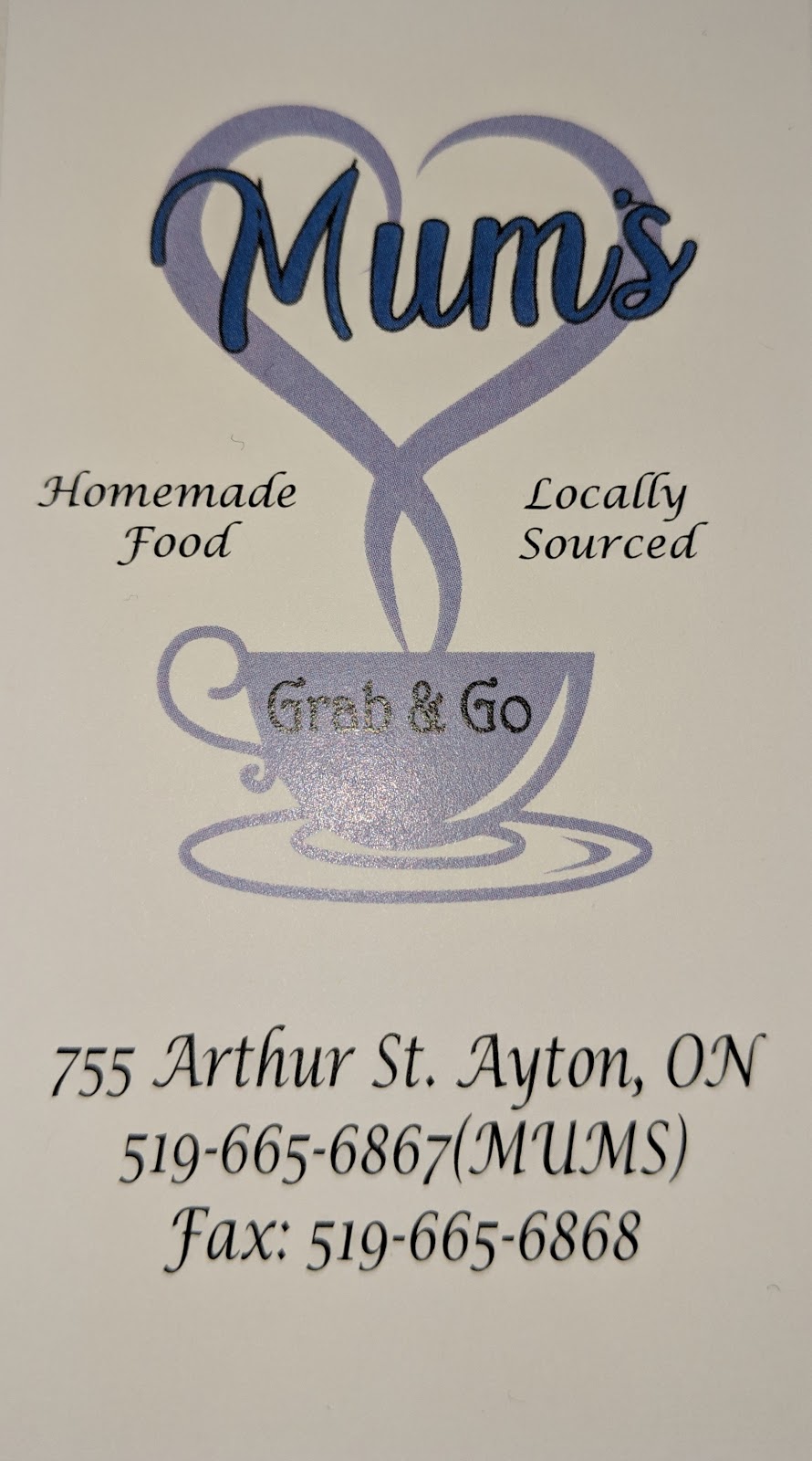 Mums Grab & Go | 755 Arthur St, Ayton, ON N0G 1C0, Canada | Phone: (519) 665-6867