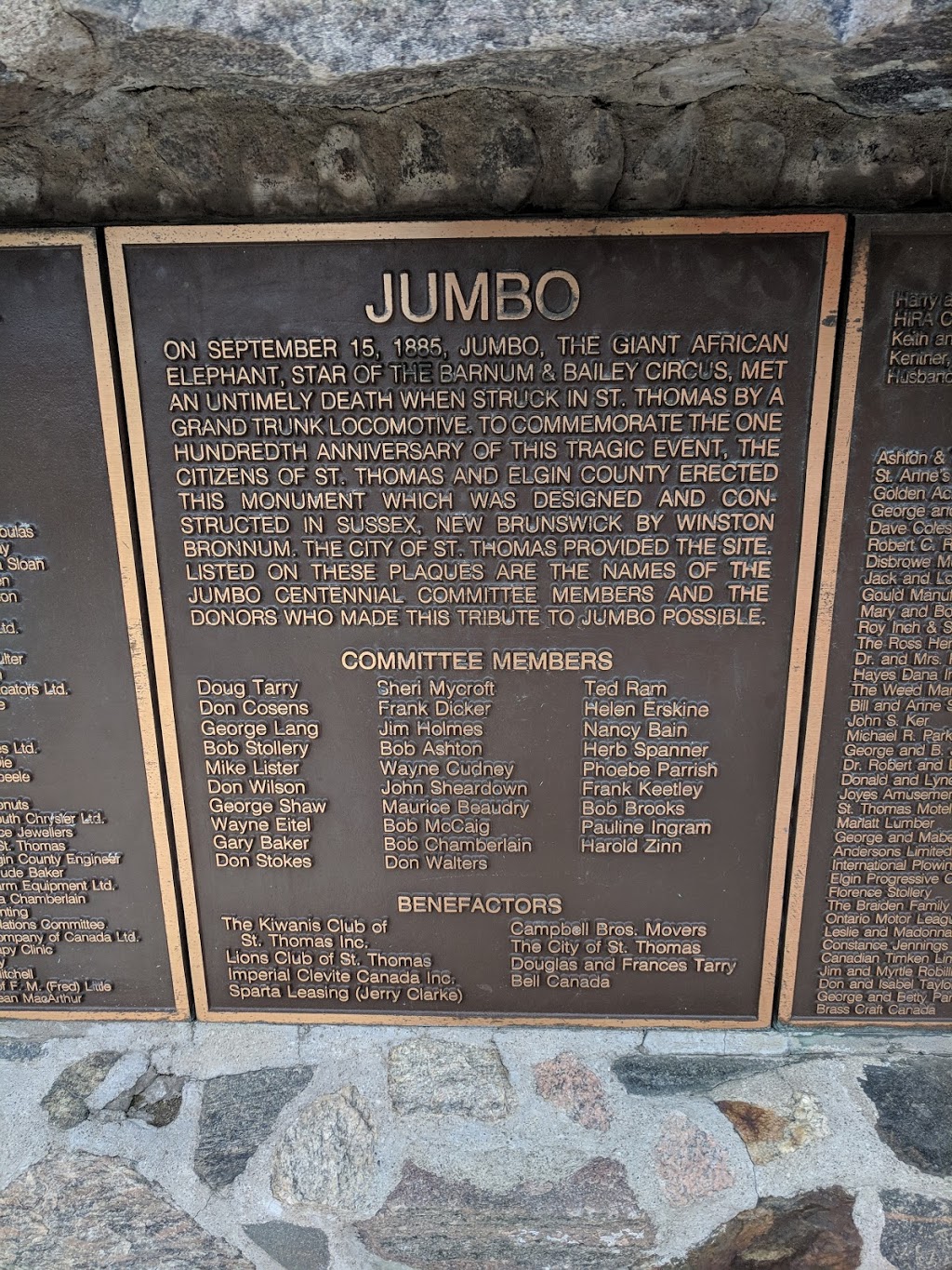 Jumbo the Elephant Memorial | 65 Talbot, St Thomas, ON N5P 1A5, Canada | Phone: (519) 631-1680 ext. 4132