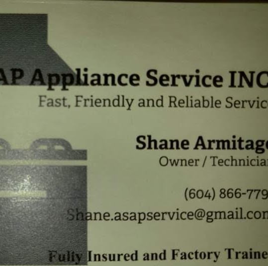 ASAP Appliance Service inc. | 16459 59A Ave, Surrey, BC V3S 6M6, Canada | Phone: (604) 866-7791