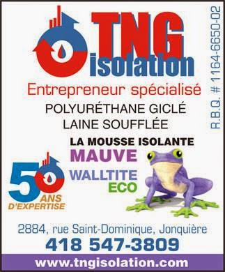 Isolation TNG Ltee | 2884 Rue Saint-Dominique, Saguenay, QC G7Y 1A1, Canada | Phone: (418) 547-3809