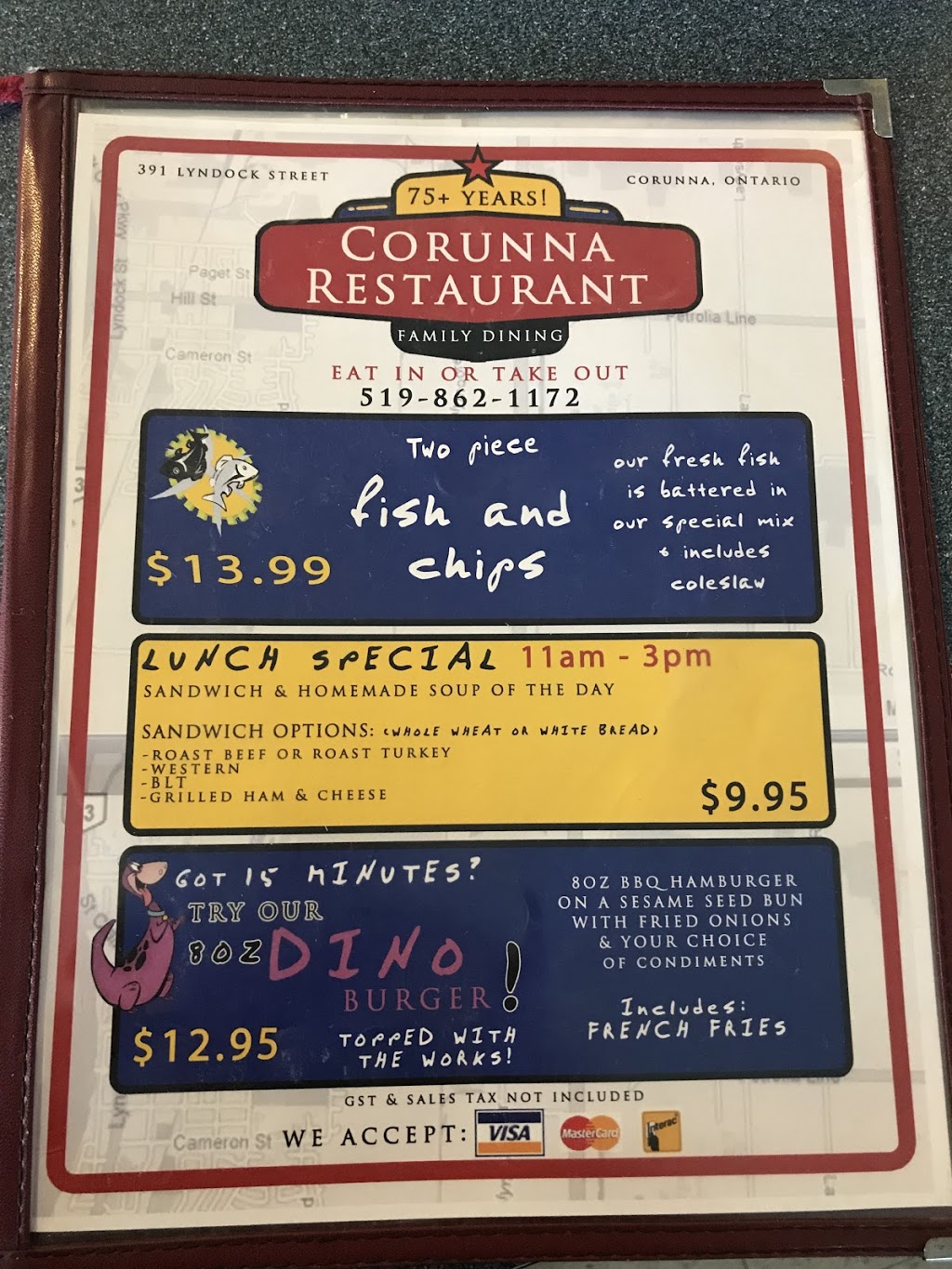 Corunna Restaurant | 391 Lyndoch St, Corunna, ON N0N 1G0, Canada | Phone: (519) 862-1172