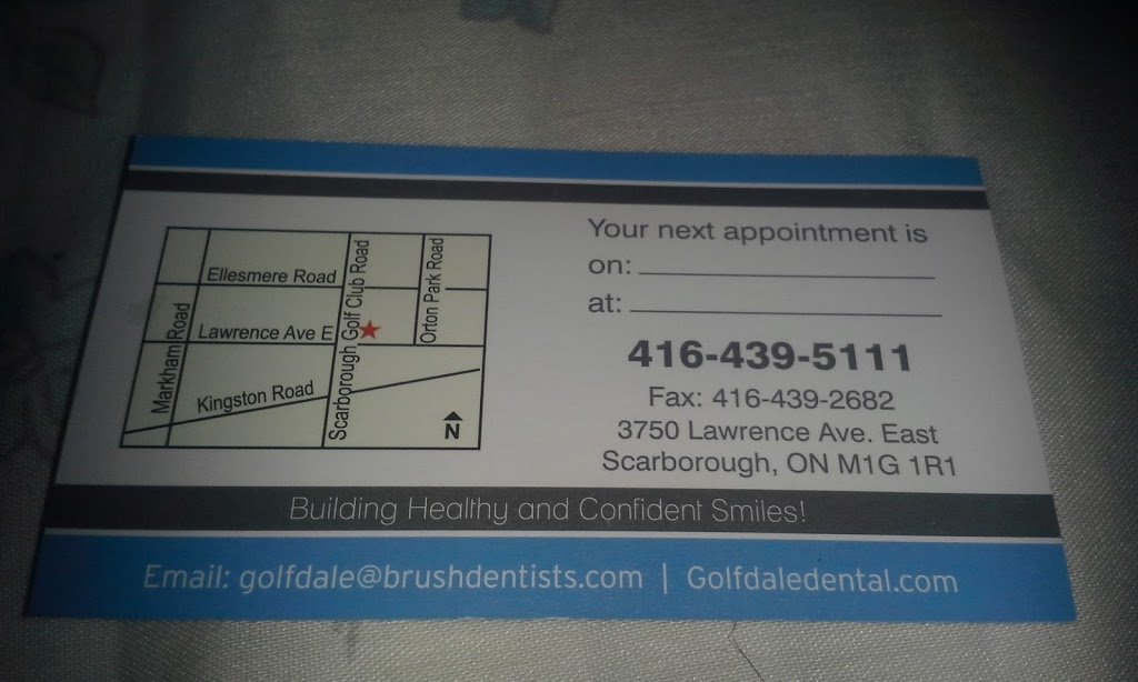 Golfdale Dental Centre | 3750 Lawrence Ave E, Scarborough, ON M1G 1R1, Canada | Phone: (416) 439-5111