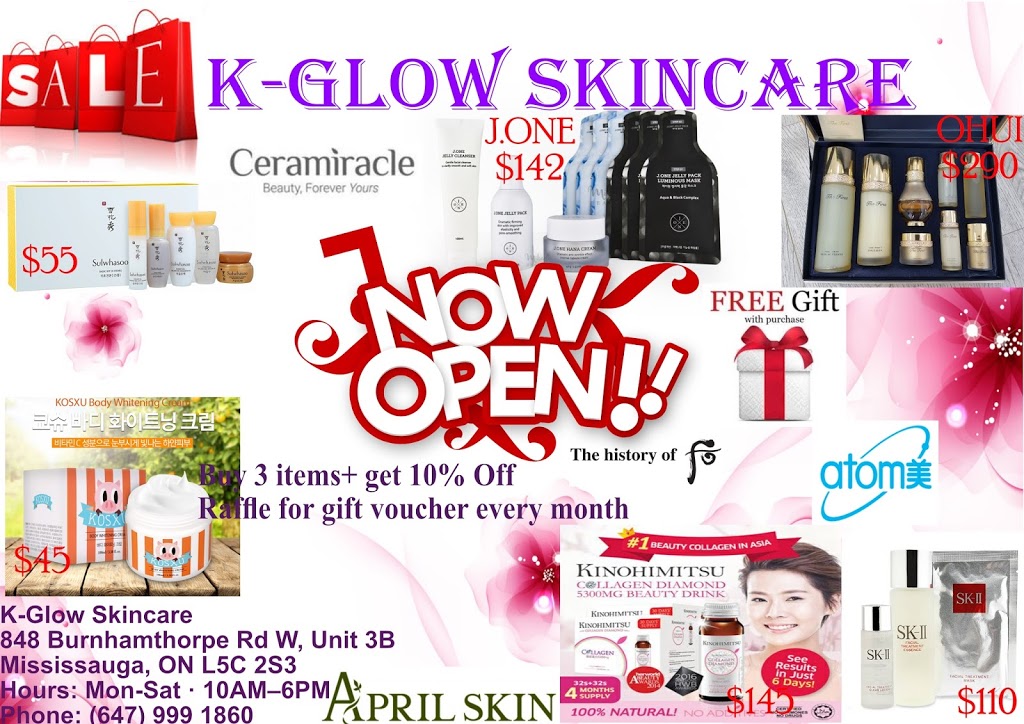 K-Glow Skincare | 848 Burnhamthorpe Rd W Unit 3B, Mississauga, ON L5C 2S3, Canada | Phone: (905) 766-1639