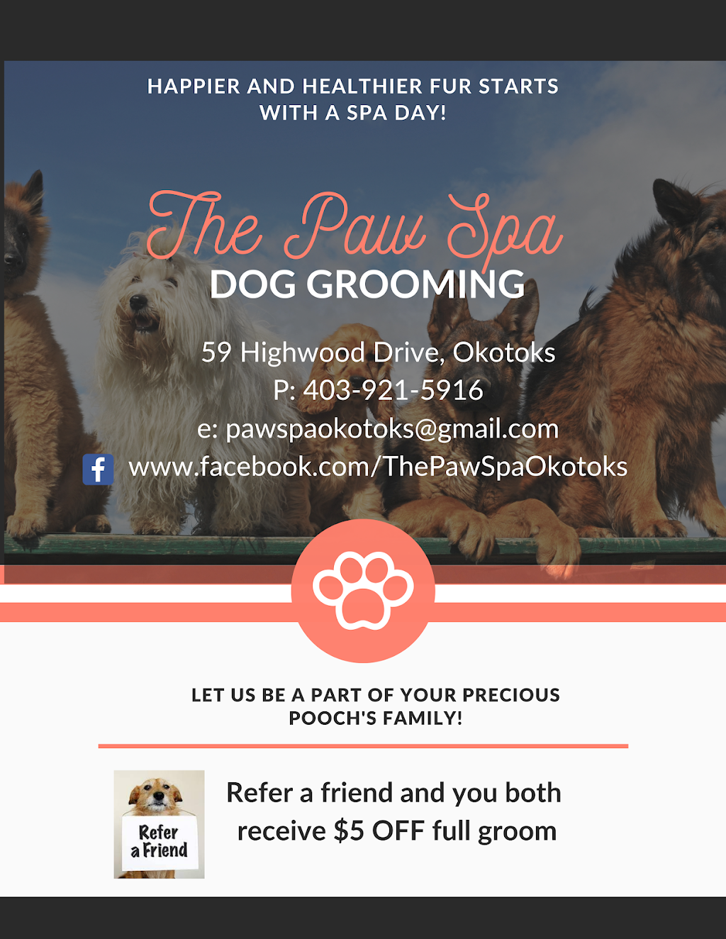 The Paw Spa | 59 Highwood Dr., Okotoks, AB T1S 5E4, Canada | Phone: (403) 921-5916