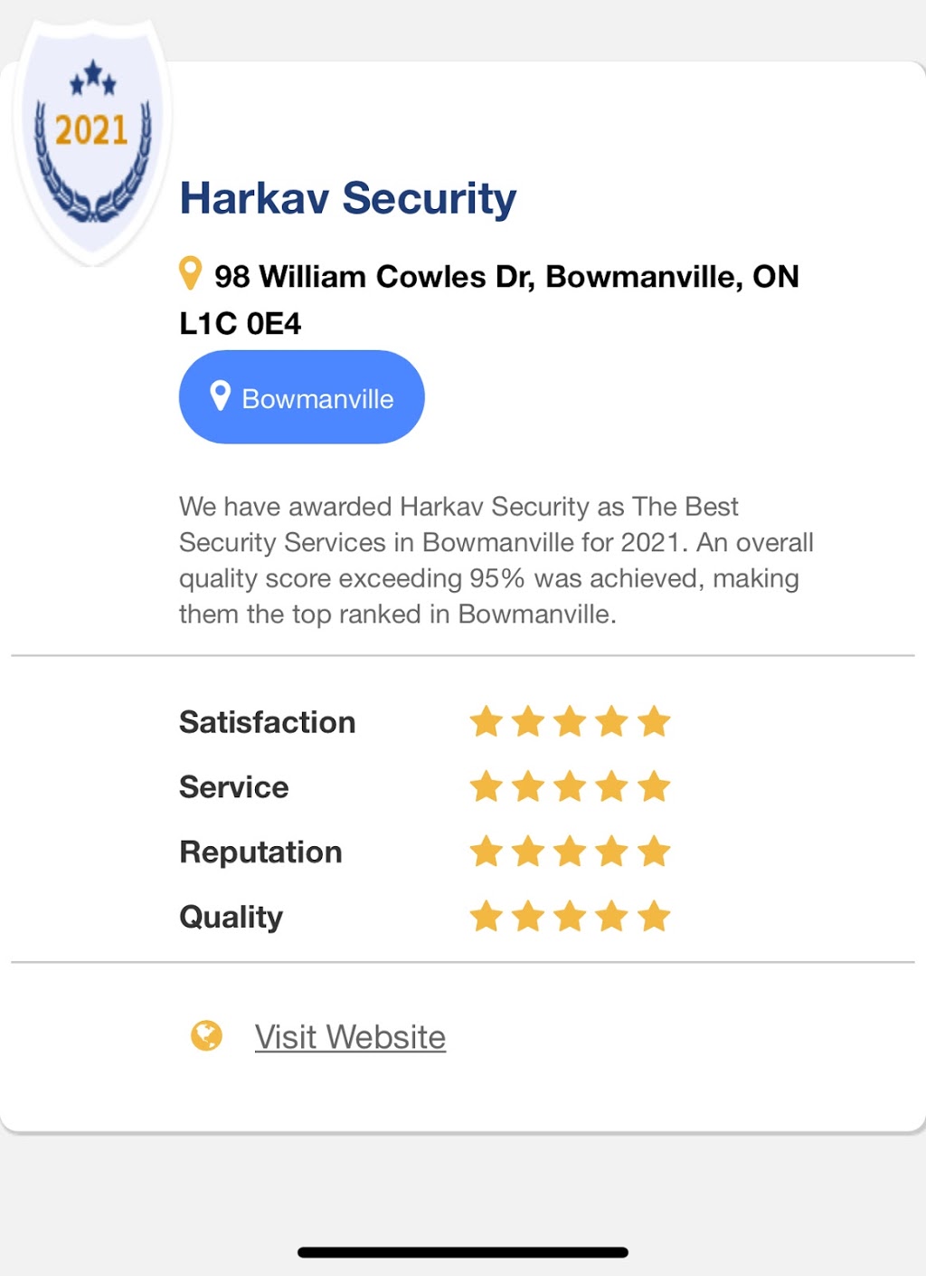 Harkav Security | 98 William Cowles Dr, Bowmanville, ON L1C 0E4, Canada | Phone: (855) 557-7868