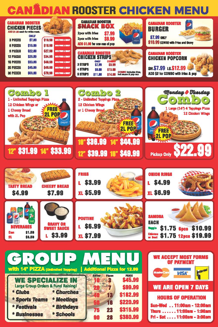 Great Canadian Pizza & Rooster Chicken | 11625 Elbow Dr SW, Calgary, AB T2W 1G8, Canada | Phone: (403) 407-0909