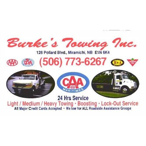 Burkes Towing Inc | 128 Pollard Blvd, Miramichi, NB E1N 6K4, Canada | Phone: (506) 773-6267