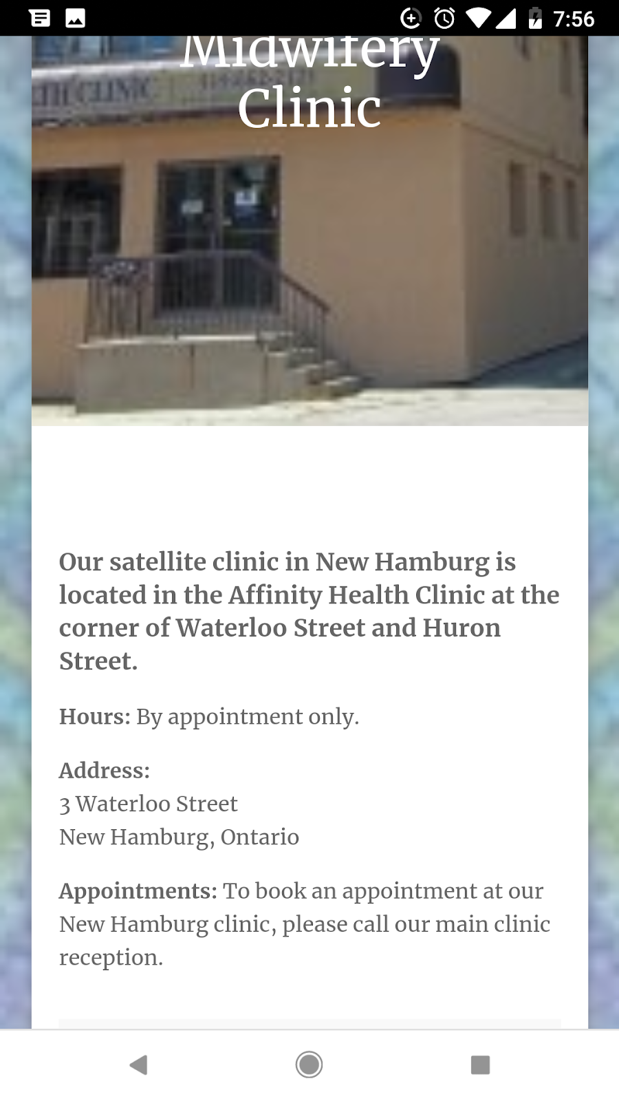 New Hamburg Site - St Jacobs Midwives | 3 Waterloo St, New Hamburg, ON N3A 1S3, Canada | Phone: (519) 664-2542