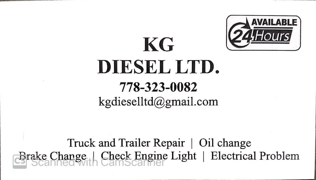 KG DIESEL LTD | 13399 Crestview Dr, Surrey, BC V3R 6V3, Canada | Phone: (778) 323-0082