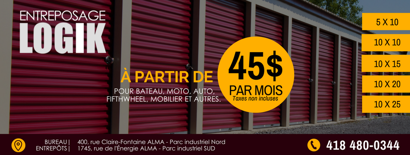 Entreposage Logik | Rue De LÉnergie, 1745 Rue Claire Fontaine #400, Alma, QC G8B 6N9, Canada | Phone: (418) 480-0344