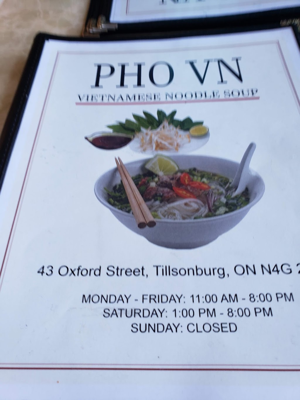 PHO VN Restaurant | 43 Oxford St, Tillsonburg, ON N4G 2G4, Canada | Phone: (519) 688-6888