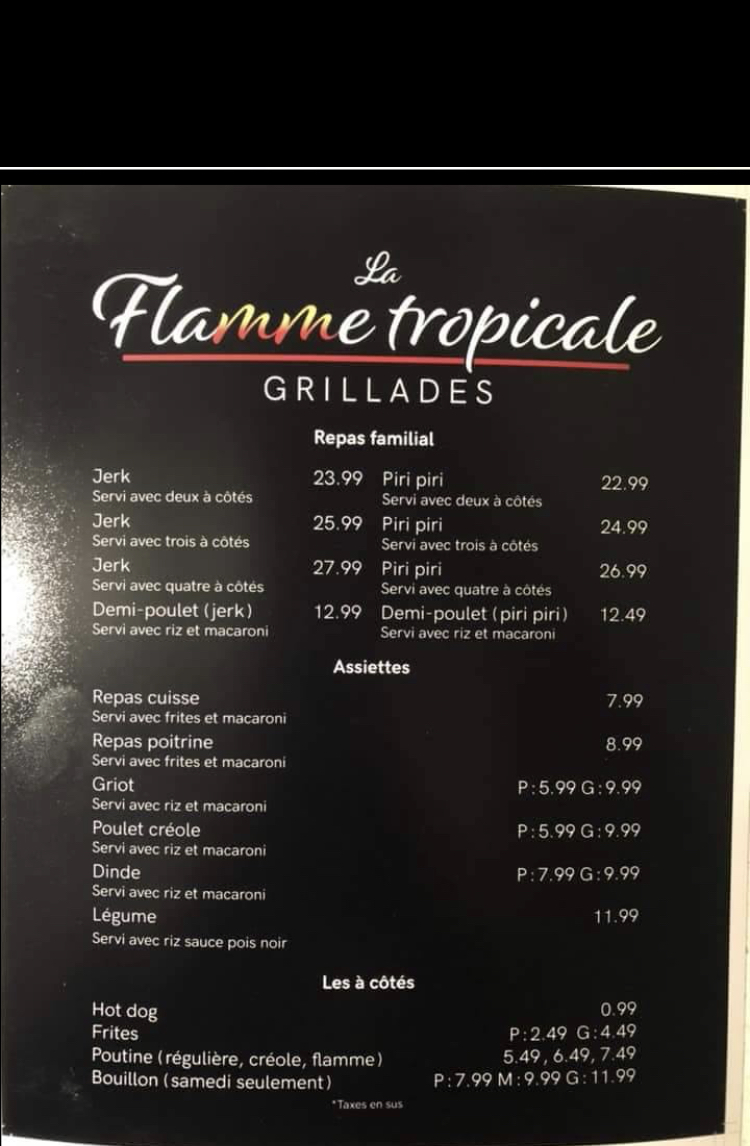 La Flamme Tropicale | 11810 Boulevard Rivière-des-Prairies, Montréal, QC H1C 1P9, Canada | Phone: (514) 543-5483