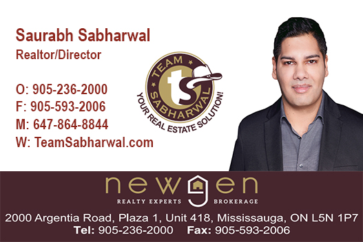 Saurabh Sabharwal - NewGen Realty Experts Brokerage Inc. | 2000 Argentia Rd 1, #418, Mississauga, ON L5N 1P7, Canada | Phone: (905) 236-2000