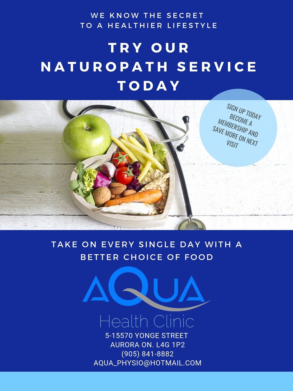 Aqua Health Clinic | 15570 Yonge St #5, Aurora, ON L4G 1P2, Canada | Phone: (905) 841-8882