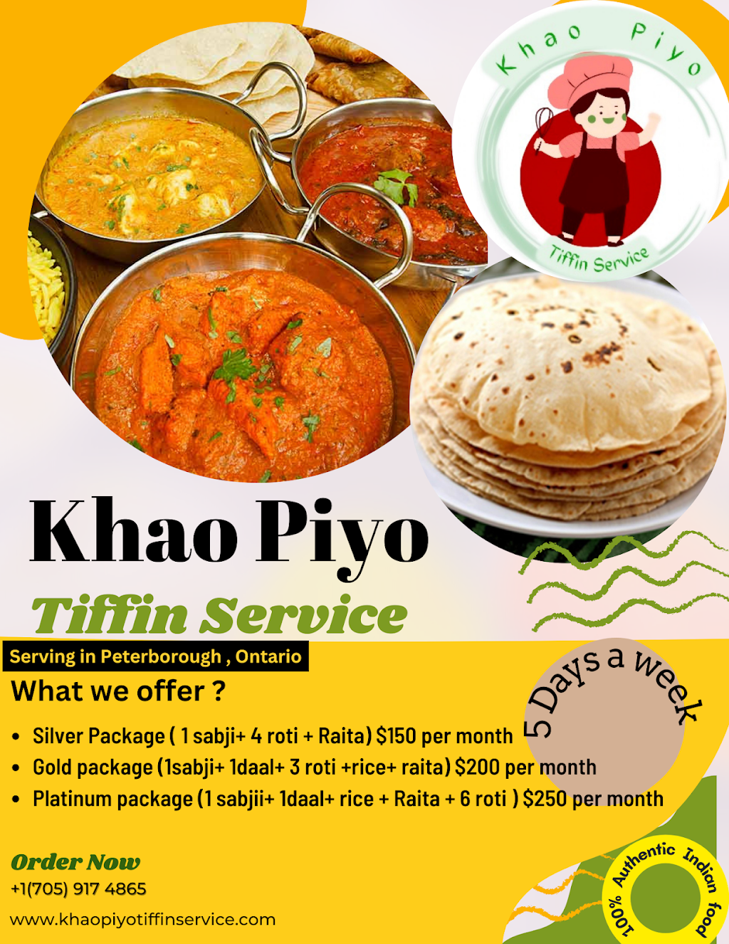 Khao Piyo Tiffin Service | 217 Bethune St, Peterborough, ON K9J 3L4, Canada | Phone: (705) 917-4865