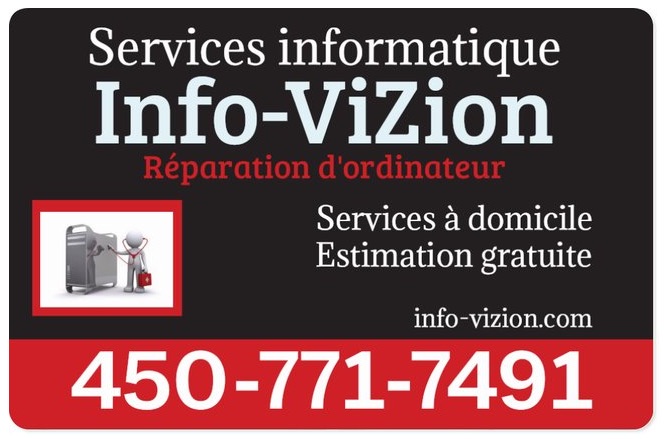 Service Informatique Info-Vizion | Rue Dufault, Saint-Hyacinthe, QC J2S 8R9, Canada | Phone: (450) 771-7491