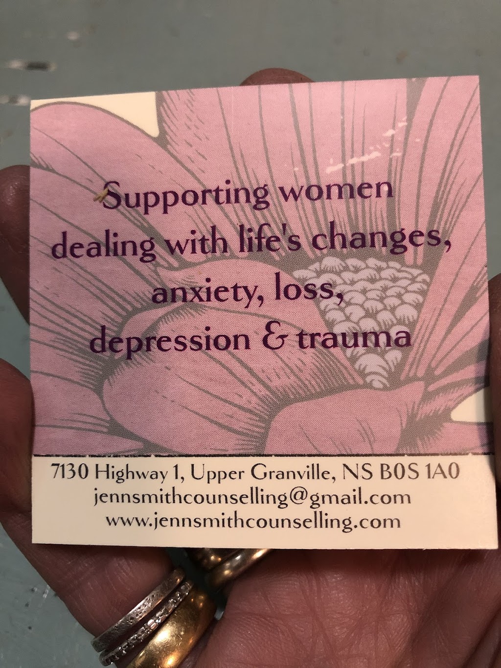 Jenn Smith Counselling - Jenn Smith, MA, RCT, CCC | 7130 Hwy 1, Annapolis Royal, NS B0S 1A0, Canada | Phone: (902) 526-0126