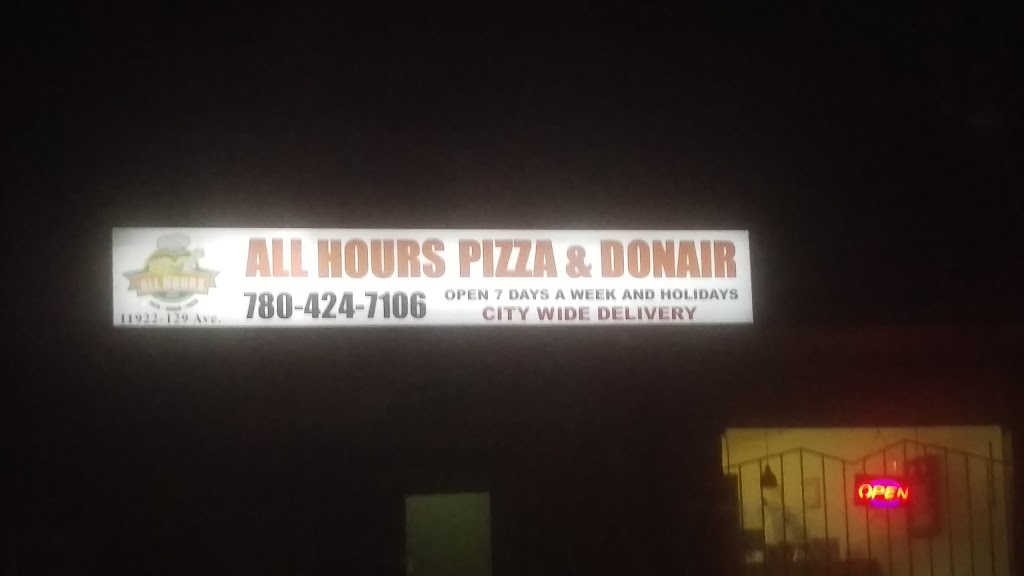 All Hours Pizza & Donair | 11922 129 Ave NW, Edmonton, AB T5E 0N3, Canada | Phone: (780) 424-7106