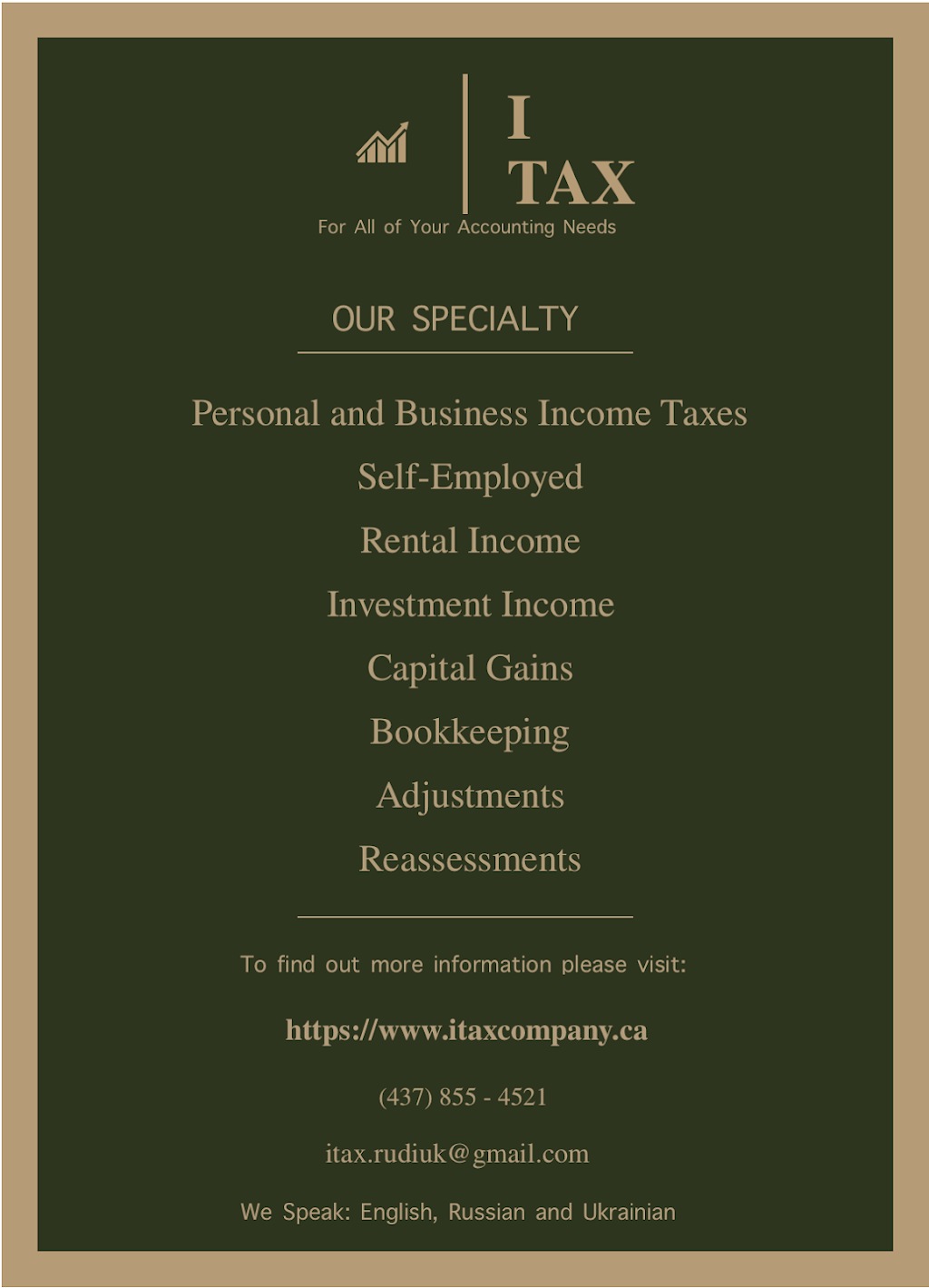 I Tax | 9 Boone Cres, Vaughan, ON L4H 4V1, Canada | Phone: (437) 855-4521