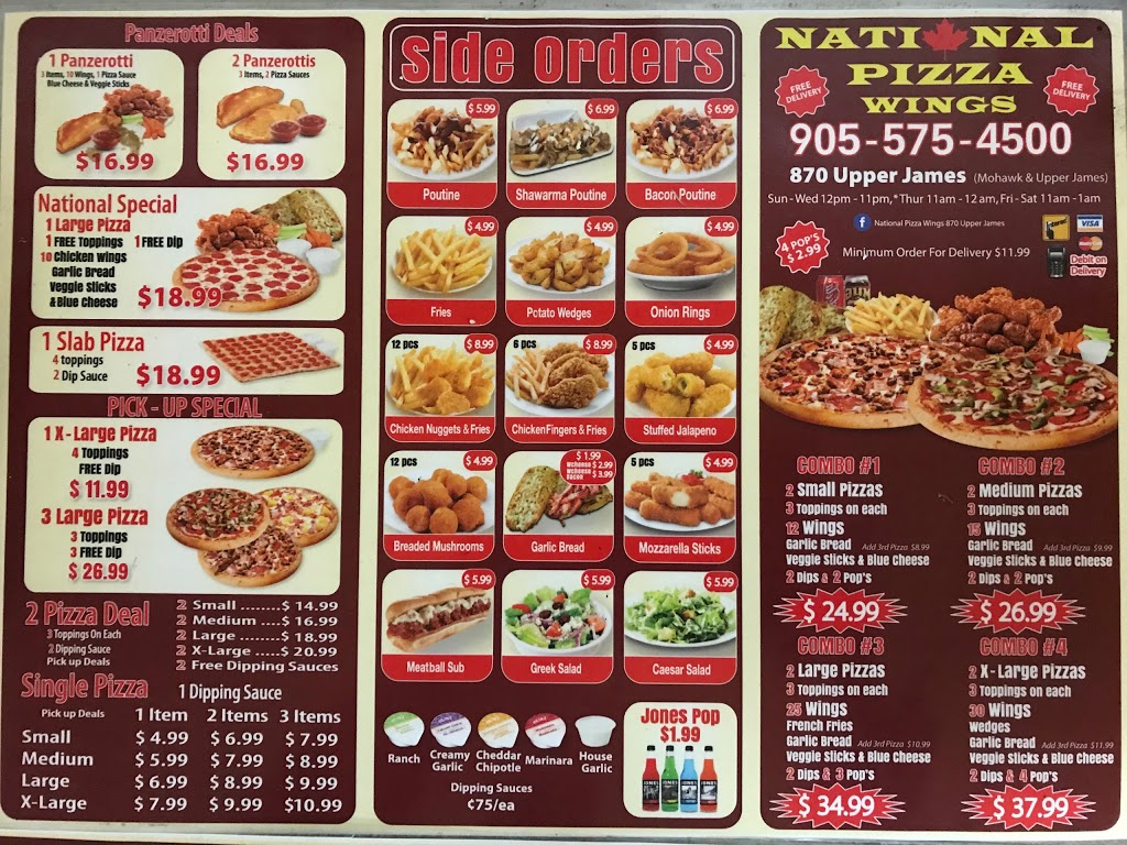 National Pizza & Wings | 870 Upper James St, Hamilton, ON L9C 7N1, Canada | Phone: (905) 575-4500