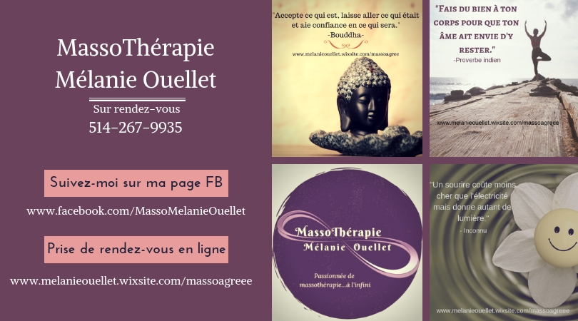 MassoThérapie Mélanie Ouellet | 9430 Rue de la Chouette, Mirabel, QC J7N 0C9, Canada | Phone: (514) 267-9935