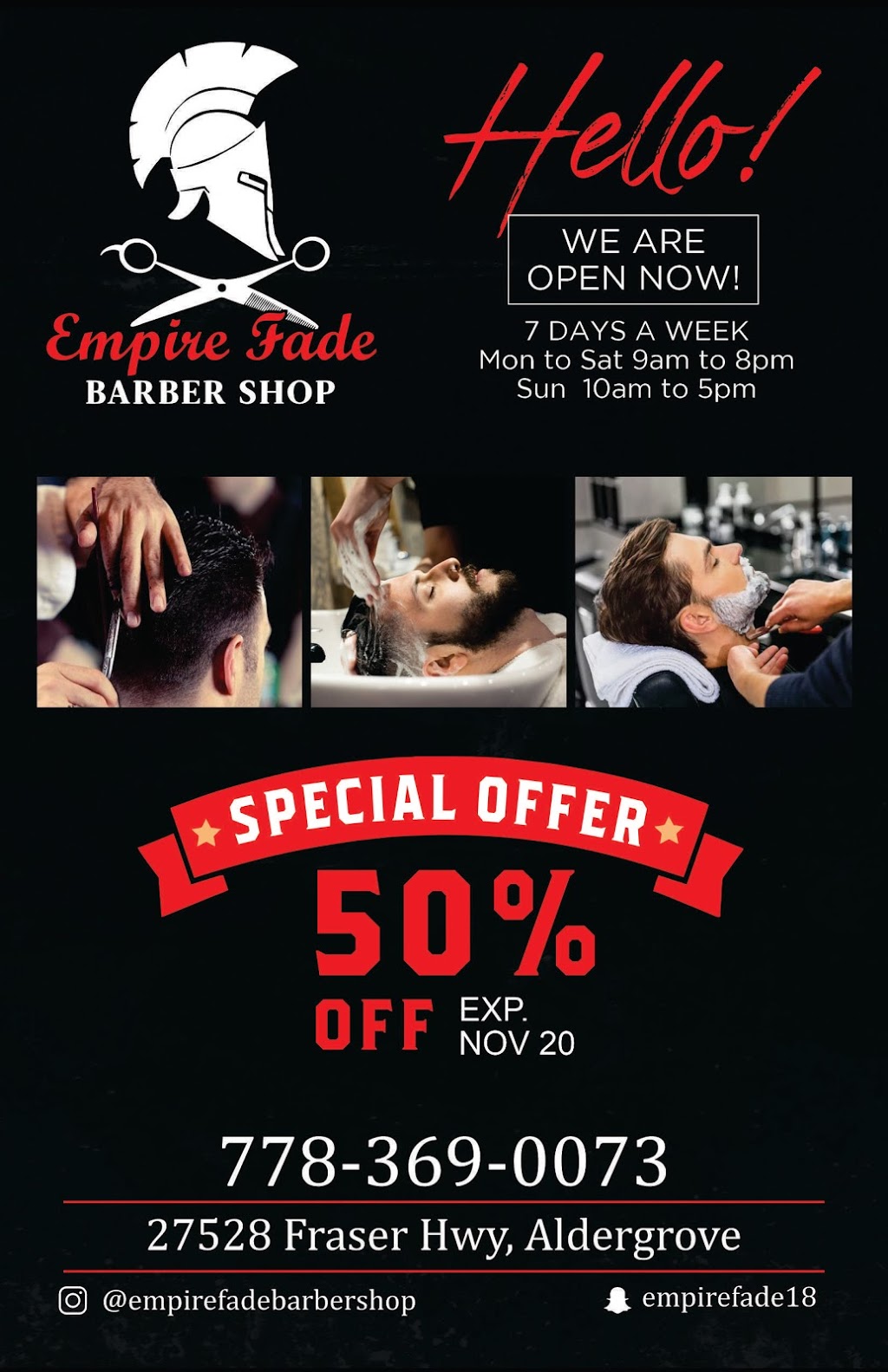 Empire Fade Barbershop | 27528 Fraser Hwy, Aldergrove, BC V4W 3N5, Canada | Phone: (778) 369-0073