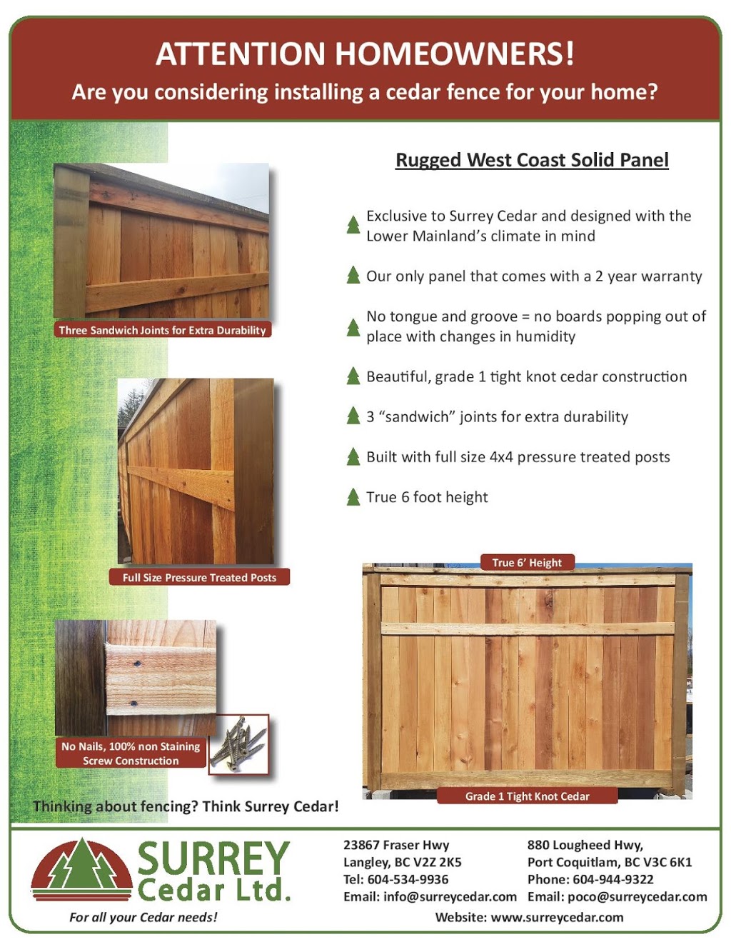 Surrey Cedar Ltd | 880 Lougheed Hwy, Port Coquitlam, BC V3C 6K1, Canada | Phone: (604) 944-9322