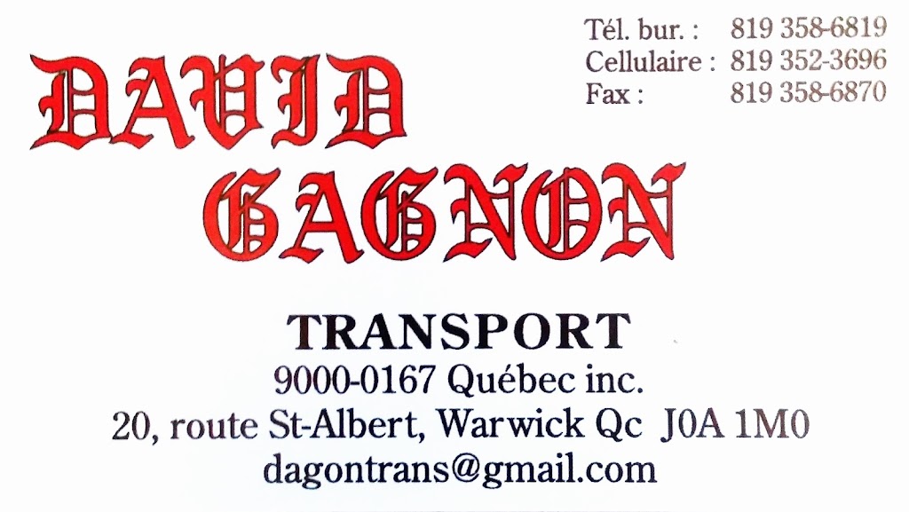 David Gagnon Transport | 20 Rte St-Albert, Warwick, QC J0A 1M0, Canada | Phone: (819) 352-3696