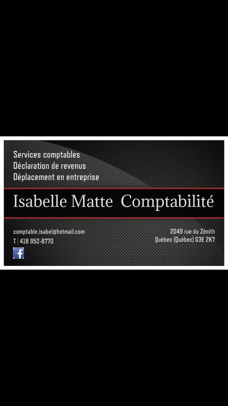 Isabelle Matte Comptabilité | 2049 Rue du Zénith, Québec, QC G3E 2K7, Canada | Phone: (418) 952-8770