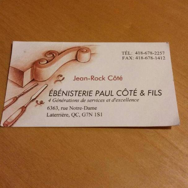 Ebénisterie Côté Paul & Fils Inc | 6363 Rue Notre Dame, Laterrière, QC G7N 1S1, Canada | Phone: (418) 678-2257