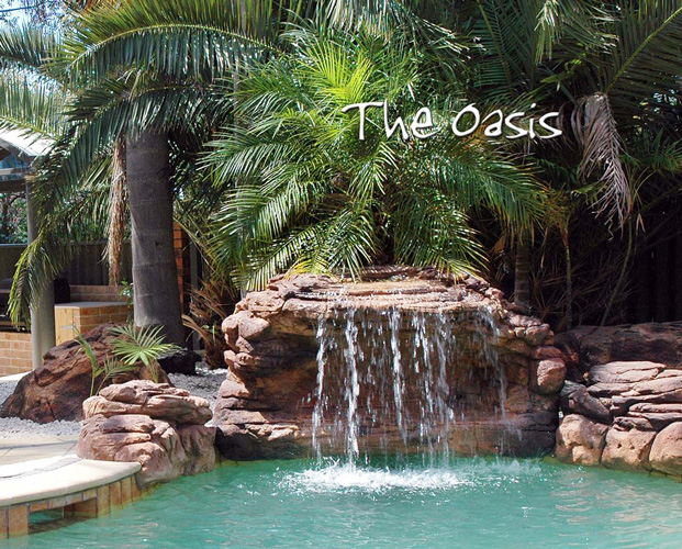 Oasis-Deco = Chute pour piscine / pool waterfall / Palmier palm  | 742 Boulevard Industriel #104, Blainville, QC J7C 3V4, Canada | Phone: (514) 248-0928