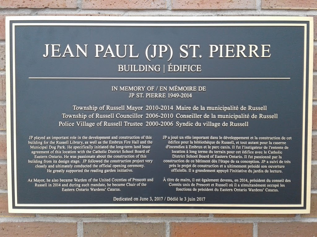 Jean Paul St. Pierre Building | 1053 Concession St, Russell, ON K4R 1B3, Canada
