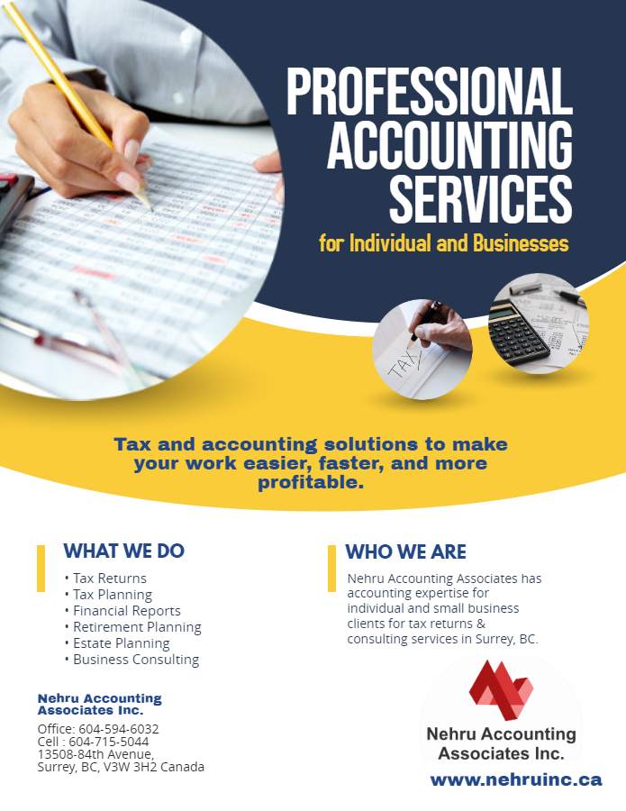 Nehru Accounting Associates | 13508 84 Ave, Surrey, BC V3W 3H2, Canada | Phone: (604) 594-6032