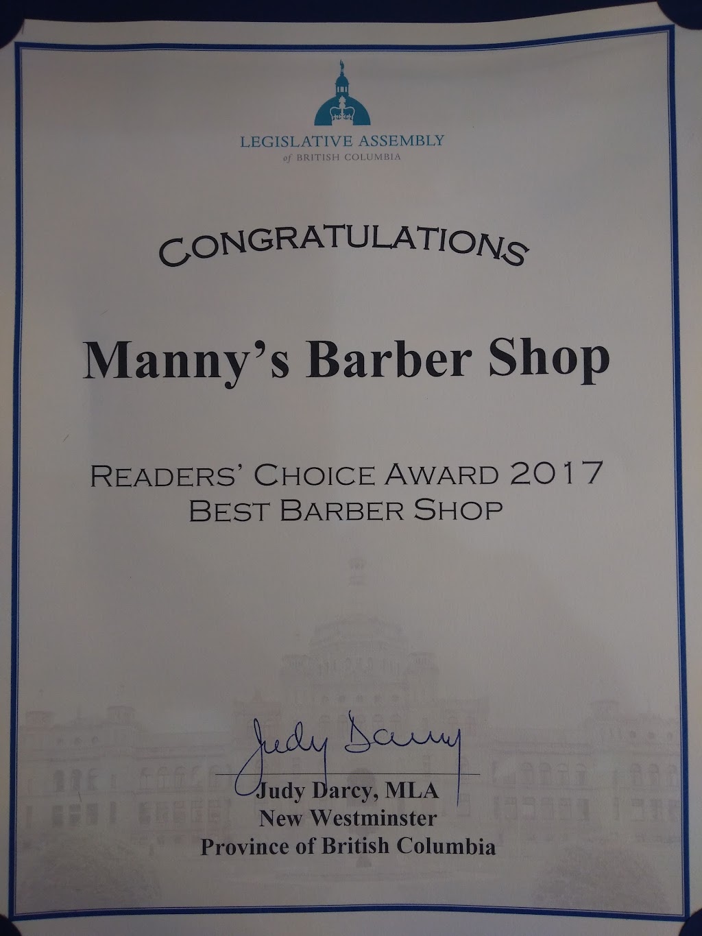 Mannys Barber Shop | 2929 St Johns St #4, Port Moody, BC V3H 2C2, Canada | Phone: (778) 316-6760