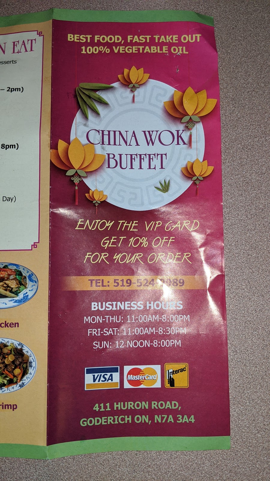 China Wok Buffet | 411 Huron Rd, Goderich, ON N7A 3A4, Canada | Phone: (519) 524-9989