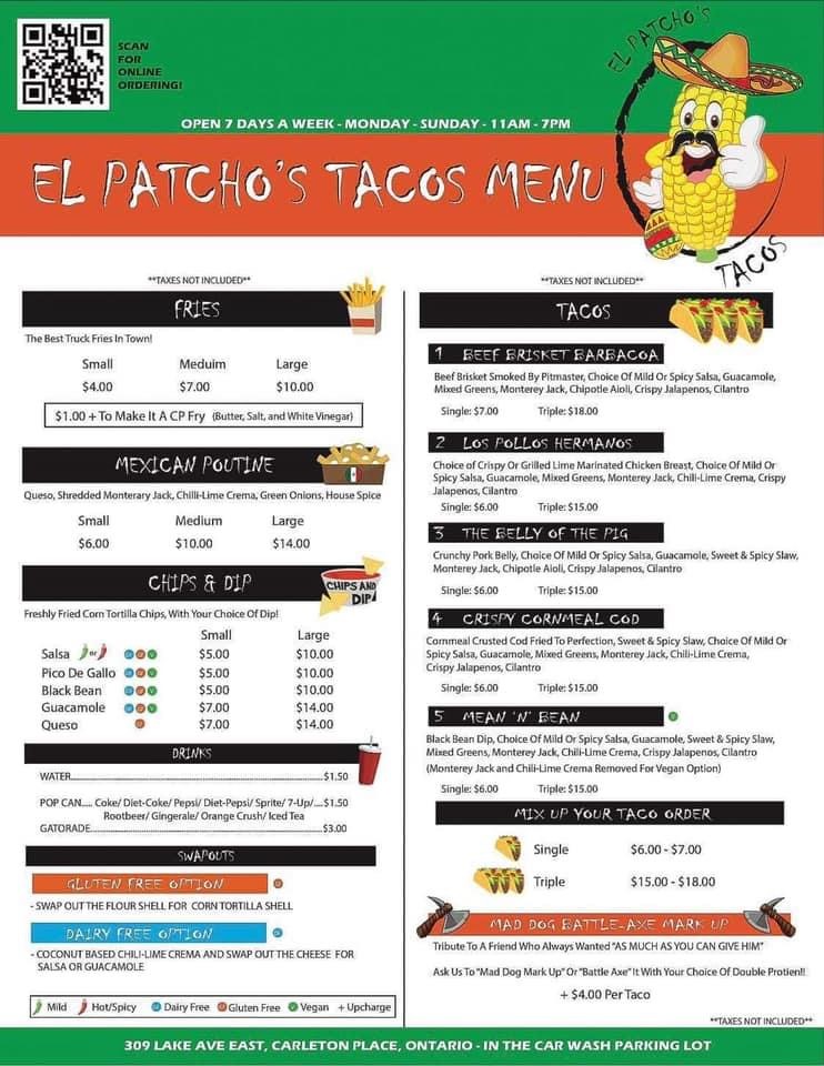 Elpatcho’s Tacos | 309 Lake Ave. E, Carleton Place, ON K7C 2J5, Canada | Phone: (613) 451-2093
